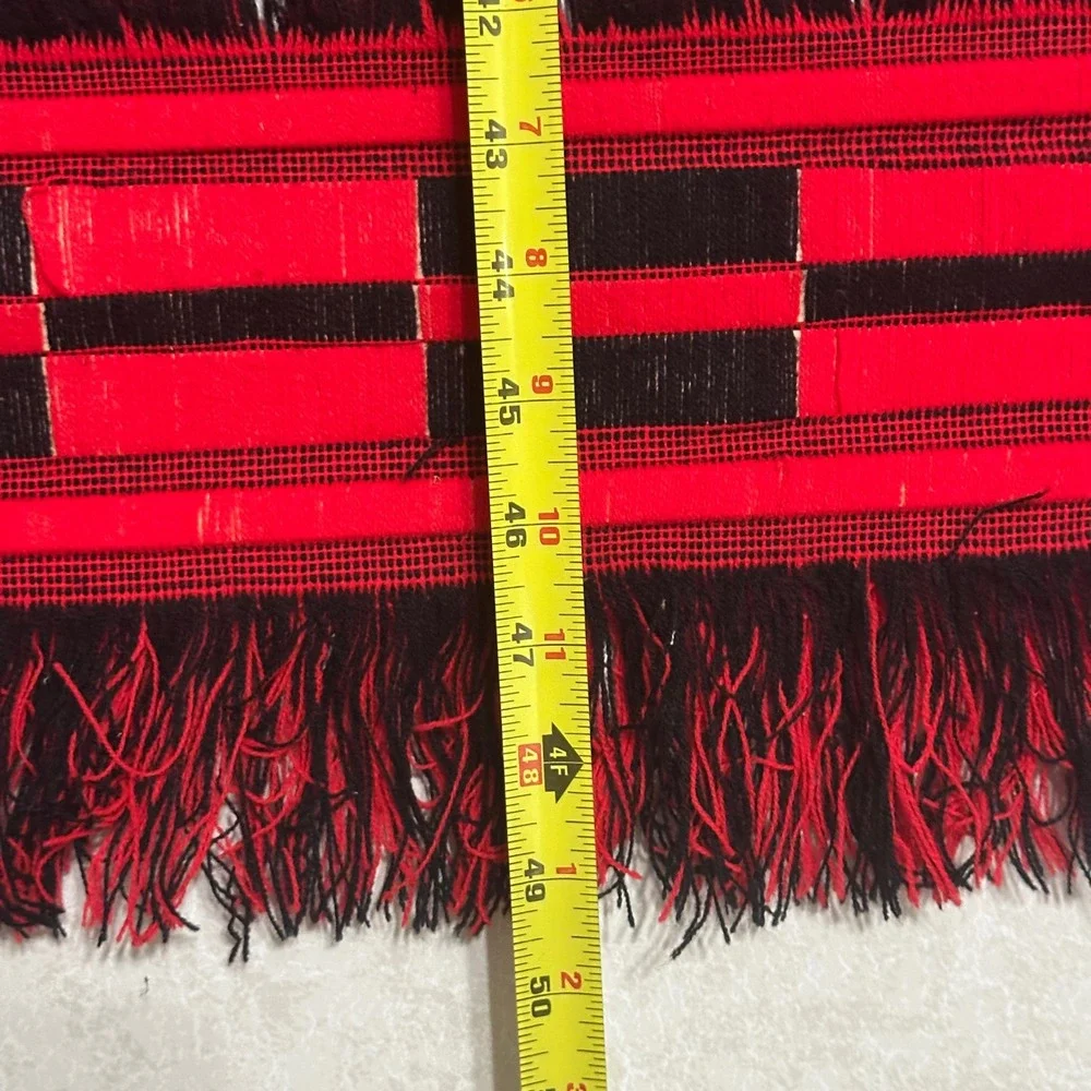 Vintage Hand Woven Peruvian Wall Hanging Motif Red Black Textile Folk Art 49x29